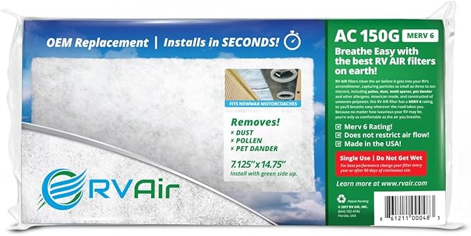 AC Filter - Air Conditioner Replacement Filters - RV Air Cleaner - Camper Accessories for Travel Trailers - Easy to Install Vent Filter - 14.75 x 7.125 x 0.75 (2 Filters for AC 150G)