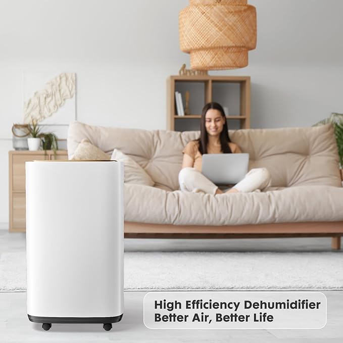 Sweetcrispy 2,000 Sq. Ft. Dehumidifier for Basement, 30 Pints Dehumidifiers for Home with Drain Hose, 74oz Water Tank Portable Quiet Moisture Remover, Ideal for Bedroom & Bathroom
