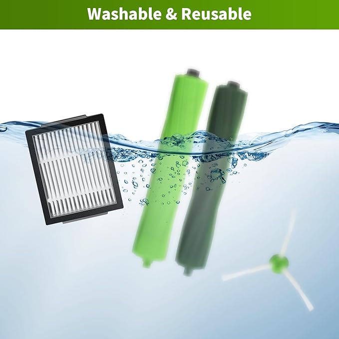 Replacement Parts for irobot Roomba i1+ i7/i7+ i3+ i4+i6+ i8+ J7+/Plus E5 E6 E7,I & E & J Series Vacuum Cleaner Accessories inclue 2 Set Roller Brushes & 8 Filters & 8 Side Brushes & 8 dust Bags