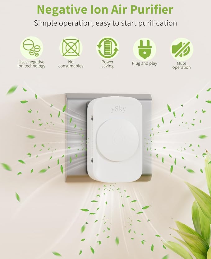Plug In Air Purifier for Home (4 packs), Negative Ion Air purifier,Quiet Ionizers Air Freshener for home,Bathroom,Bedroom,Portable Air Purifiers for Odor,Pet smell,Mini Air ionizers
