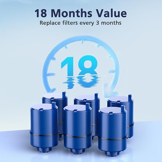 6 Pack Water Filter Replacement Compatible with All PURยฎ, PURยฎPLUS Faucet Filtrat-ion Systems, Purยฎ RF-9999ยฎ Faucet Water Filter, High Efficiency Filtration and 18-Month Value, NSF Certified, Blue