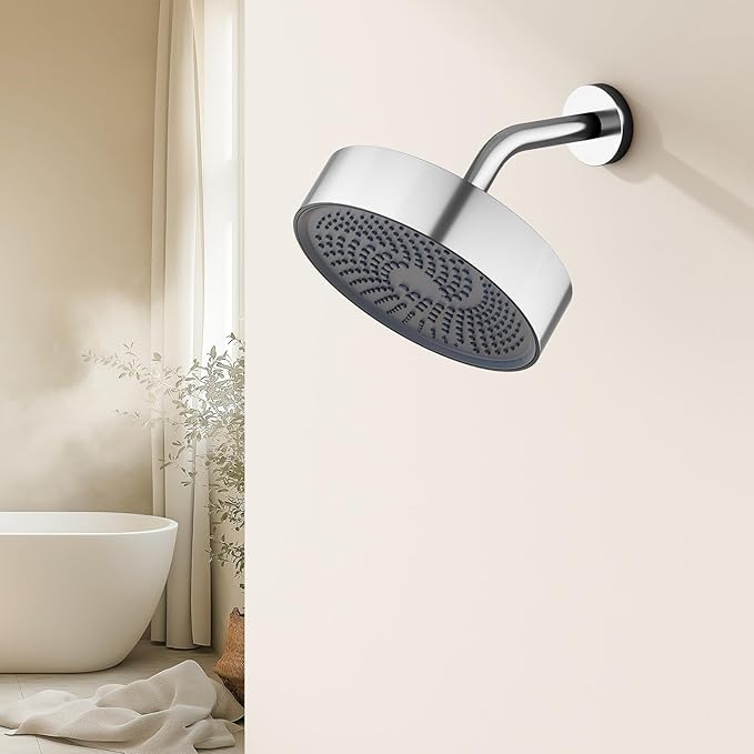 AULEEND,high pressure shower heads,with Anti-Clog Rubber Jets - 360° Rotation Adjustable Shower Head -7.87inches (Chrome)