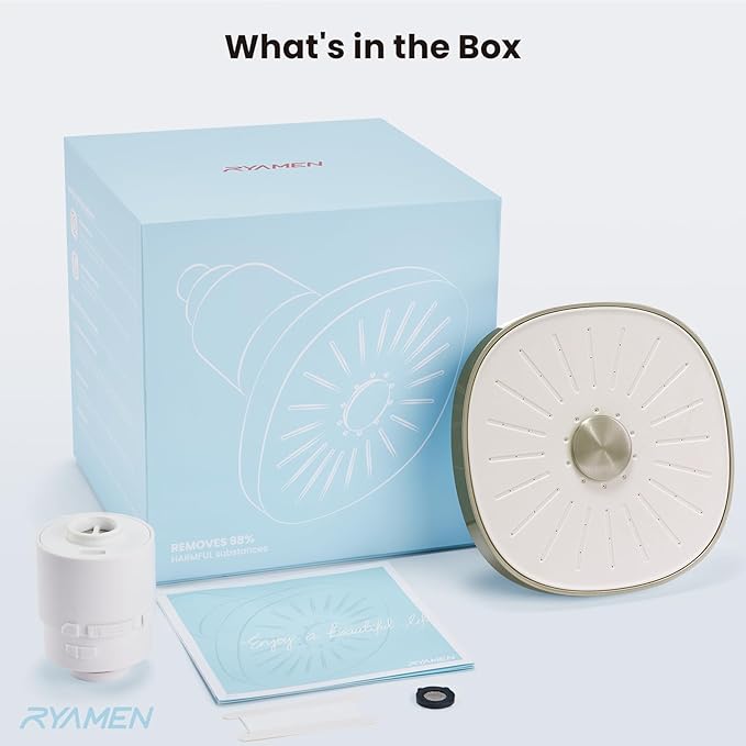 Filtered Shower head, Rain Shower Head with Filter, High Pressure Shower Filter Head for Hard Water, 99% REMOVAL for Chlorine, Heavy Metals, Improves Skin & Hair, Brushed Nickel