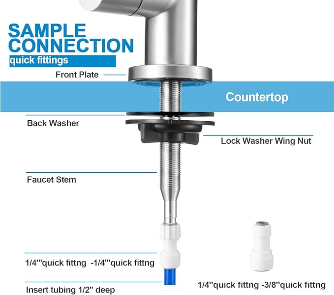 Under Sink Water Filter - Water Filter with Faucet for Home Bar and Bathroom,Highly Effective Reduces Chlorine,Bad Taste&Odor,Good Choice for a Countertop Ice Maker,Coffee Maker and Skin Care