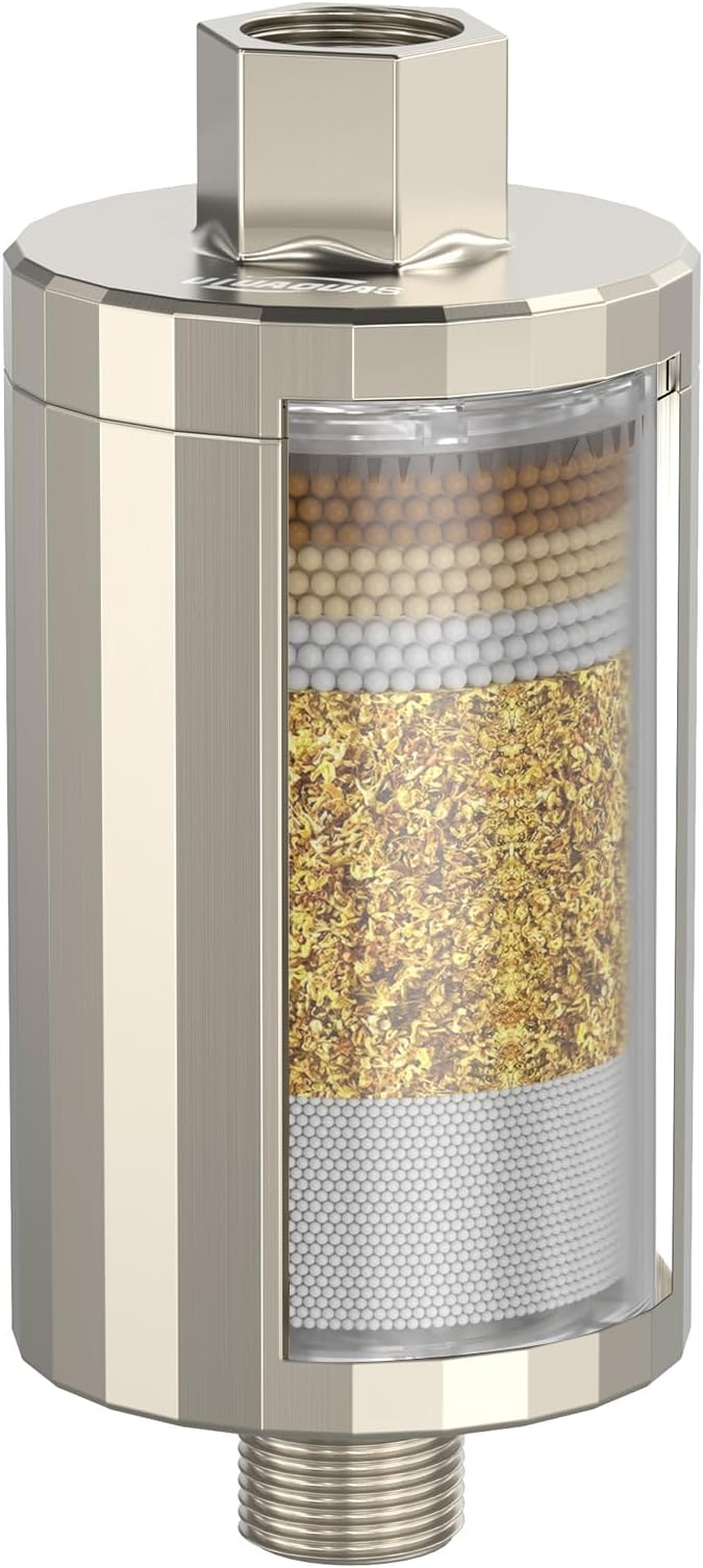 ALL METAL Shower Head Filter – KDF 55 Shower Filter Vitamin C E&A for Hard Water, High Pressure Universal Shower Water Filters to Remove Toxic Chemicals, Chlorine and Heavy Metals,Brushed Nickel