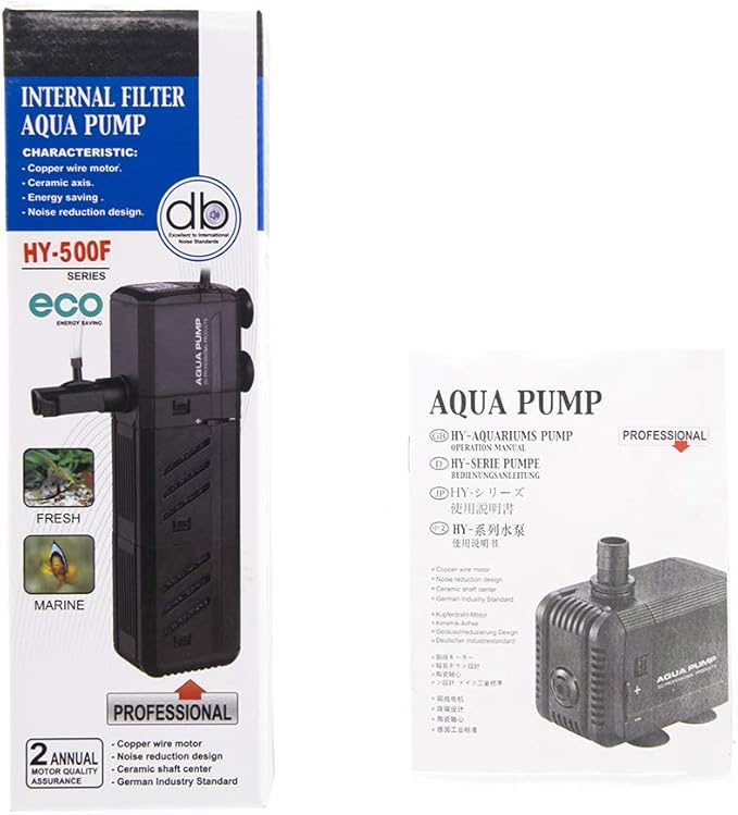 MQ 210GPH Submersible Water Pump (800L/H, 8W) with Filters and Water Nozzles, Ultra Quiet for Aquarium, Fish Tank, Pond, Fountain, Hydroponics