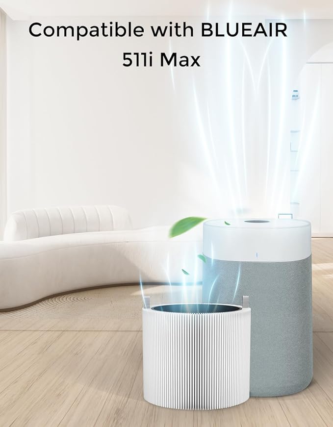 511i MAX Replacement Filter Compatible with BLUEAIR HEPASilent Air Cleaner, Blue Pure F5MAX, Model Blue Pure 511i Max, 2 Pack