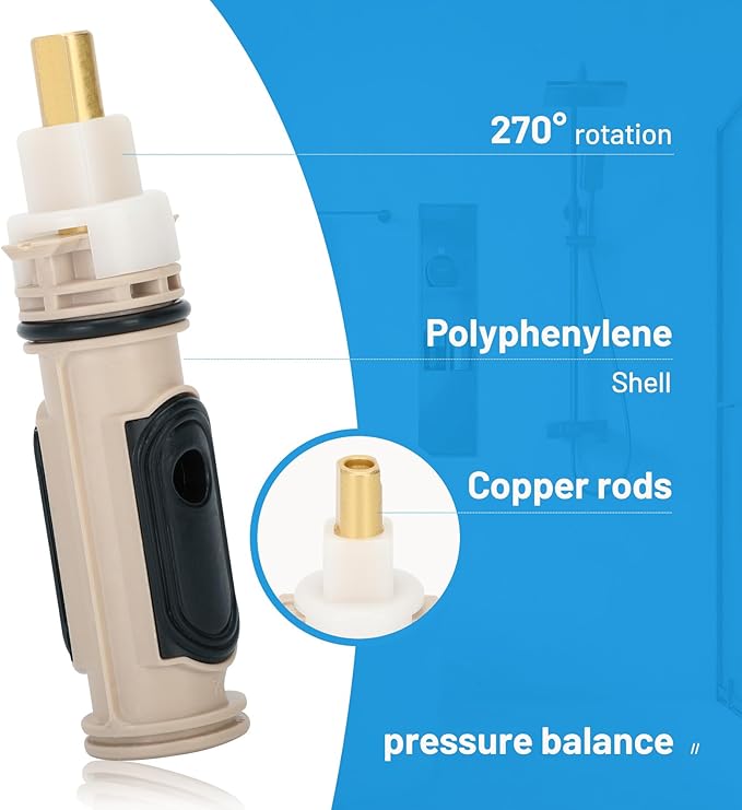 1222 Replacement Cartridge Kit for Moen One-Handle Posi Temp Faucets, Compatible with Moen Tub Shower Durable Brass & Plastic