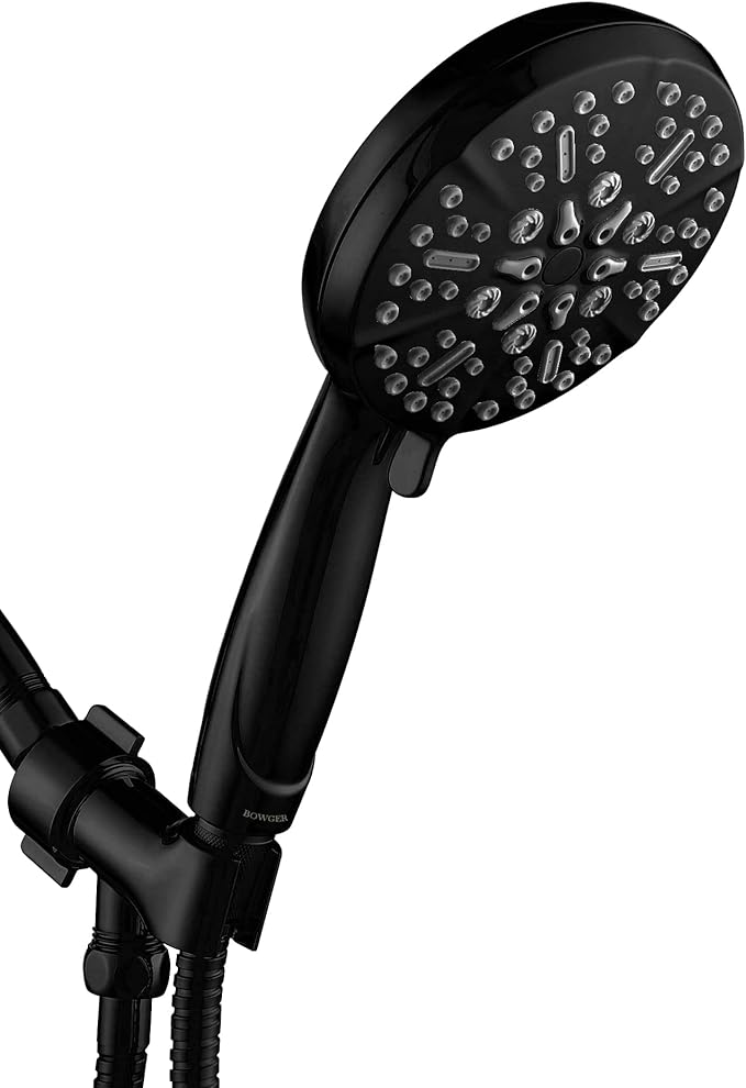 Matt Black Shower Head with Handheld Spray High Pressure-Multifunction Strong Flow Rain Massage Showerhead with Extra long Hose and Adjustable Overhead Holder – La Mejor Regaderas Modernas Para Ducha