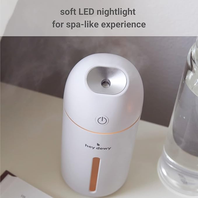Hey Dewy Wireless, Rechargeable, Self-Care, Skin-Nourishing, Hydrating, Portable Cool Mist Humidifier (Pearl)
