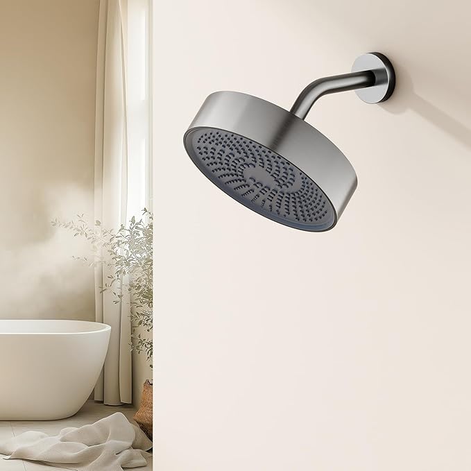 AULEEND,high pressure shower heads,with Anti-Clog Rubber Jets - 360° Rotation Adjustable Shower Head -7.87inches (Brushed Nickel)