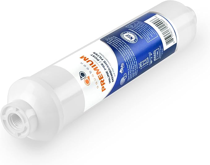 Aquaboon T33 Inline Carbon Filter - 1/4 Inline Water Filter for Refrigerator T33 Inline Ro Post/Granular Activated Carbon (GAC) Polishing Water Filter Cartridge for Reverse Osmosis System 12-Pack