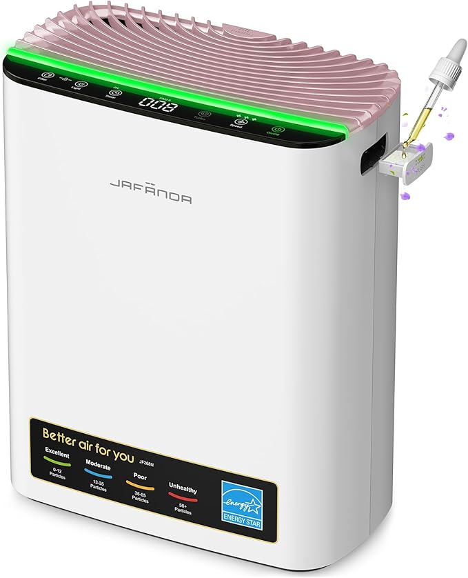 Jafända Air Purifiers for Home Cover Up to 1226ft², Allergen HEPA Air Filter with PM2.5 Sensor, Auto Mode& Timer, Aromatherapy, 22 dB Quiet Air Cleaner for Pet Dander/Hair, Allergies, Dust&VOCs