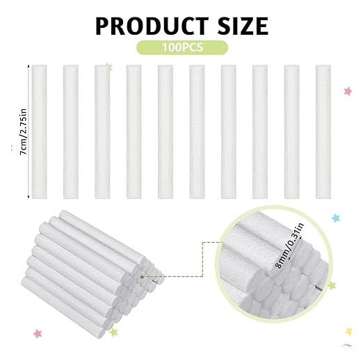 100PCS Humidifier Filter Sticks Diffuser Refill Wicks Humidifier Wicks Replacement Part for Better Air Balances Filter Replacements