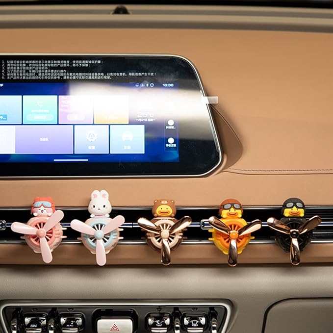 2 Pieces Car Air Fresheners, Cute Rabbit and Cat Pilot Car Diffuser, Propeller Air Outlet Vent Fresheners, Suitable for Automotive Interior Decoration (Cat+Rabbit)