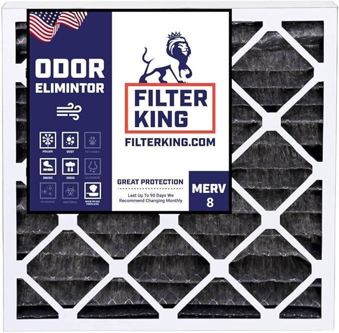 Filter King 21x21x1A Carbon Air Filters | 4 Pack | Carbon MERV 8 HVAC Pleated AC Furnace Filter | Actual Size: 21 x 21 x .75"