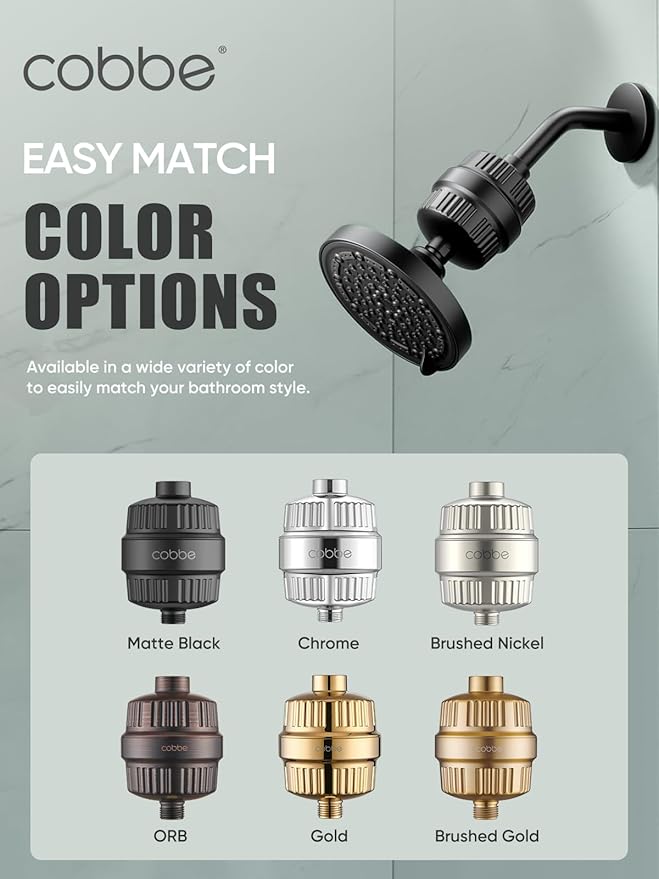 Cobbe Shower Filter for Hard Water - High Output Shower Filter for Removing Chlorine and Harmful Substances, Matte Black