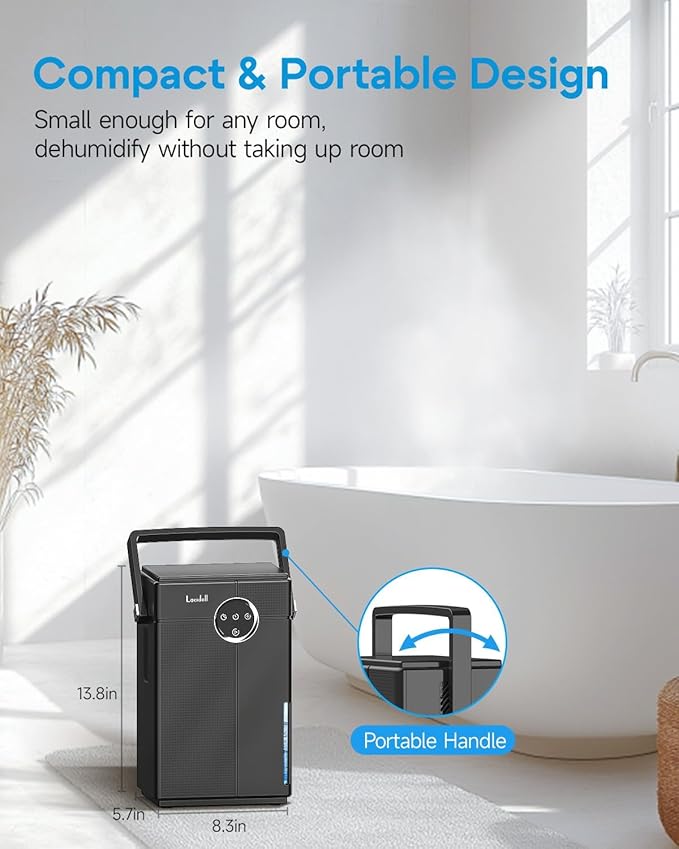 Small Dehumidifier with Drain Hose, Portable Dehumidifier for Bathroom, 118oz Dehumidifiers for Home 800 sq ft with 7 Colorful Light, Quiet Dehumidifiers for Bedroom RV Closet Basement