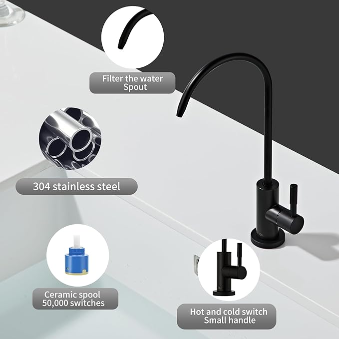 Drinking Water Faucet - Stainless Steel 304, Fits Most RO Units or Water Filtration Systems, Non-Air Gap