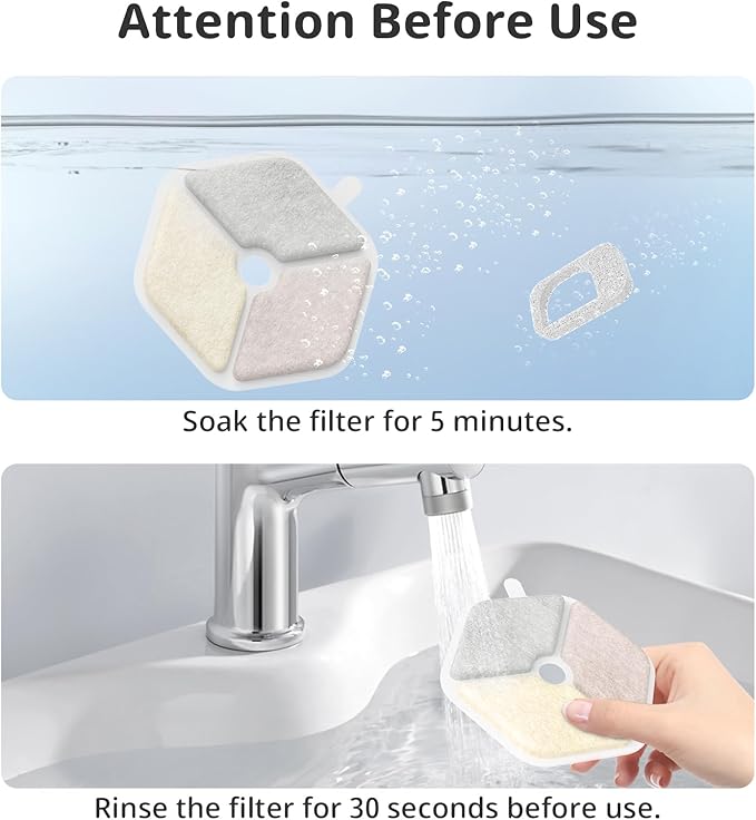 18+18 Pack Cat Water Fountain Filter & Sponges for 152oz/4.5L Wireless Cat Water Fountain,Triple Filtration System for PTM-643 models