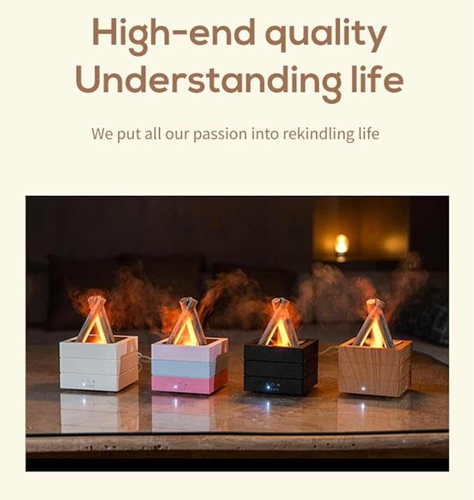 Flame Mist Flames Humidifier Essential Oil Diffuser, Bonfire Aroma Diffuser Fireplace Flame Humidifier with Remote, Cool Mist Aromatherapy Machine Night Light for Large Room Bedroom Office