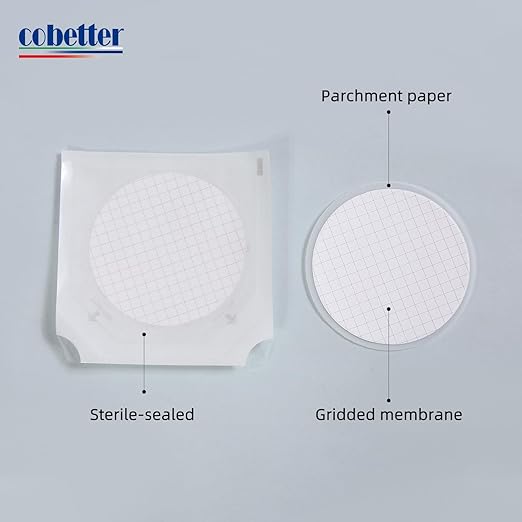 100Pack MCE Gridded Membrane Filter 47mm 0.45μm Mixed Cellulose Esters Membrane Filters Individual Pack Hydrophilic Filter Paper