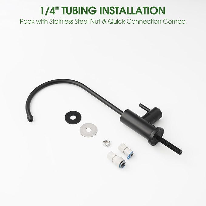 Kitchen Water Filter Faucet Reverse Osmosis Faucet,Lead-Free Drinking Water Faucet Fits Most Waterdrop Reverse Osmosis System in Non-Air Gap Stainless Steel RO Faucet (Black)