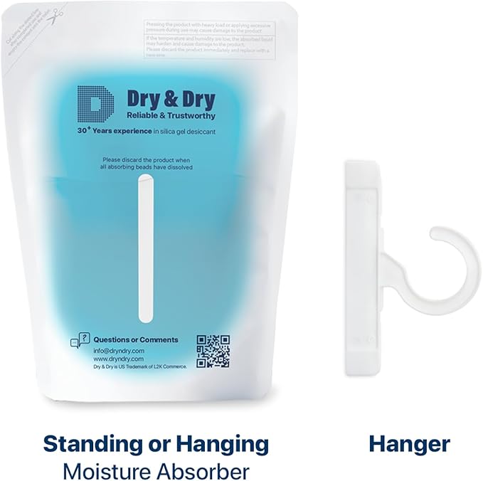 Dry & Dry 100 Packs Hybrid Moisture Absorbers & Musty Odor Eliminator Dehumidifier to Control Excess Moisture for Basements, Closets, Bathrooms, Laundry Rooms. Moisture Absorbers