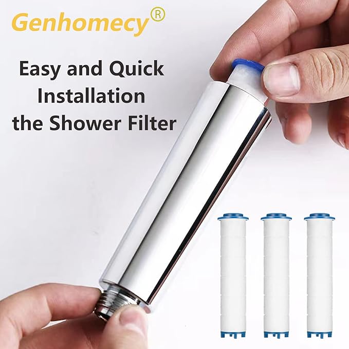 Spray Shower Head Filter with Mineral Beads, Hydro High Pressure Handheld Turbo Shower Head Filter for Hard Water, Reduces Dry Itchy Skin & Hair Loss, 2.95in Set of 6 Replacement PP-Cotton Filters
