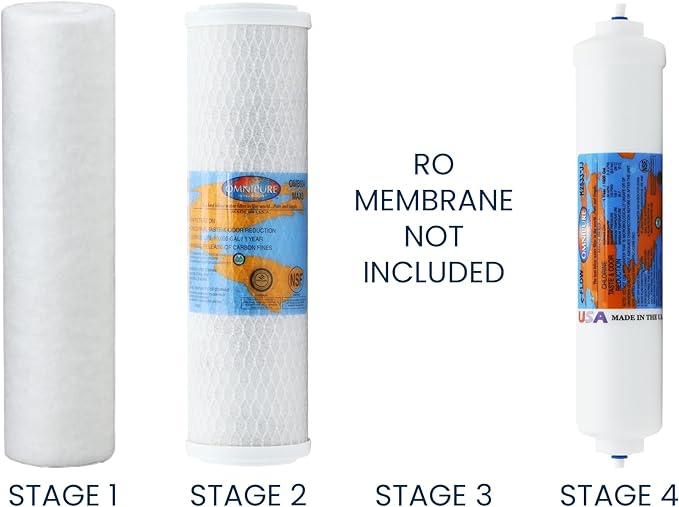 PureValue 4EZ50 Water Filter Replacement Kit - Reverse Osmosis Membrane Not Included, One-Year Bundle for PureValue RO System, Carbon, Sediment Water Filters, GAC Under Sink Filter, Made in USA