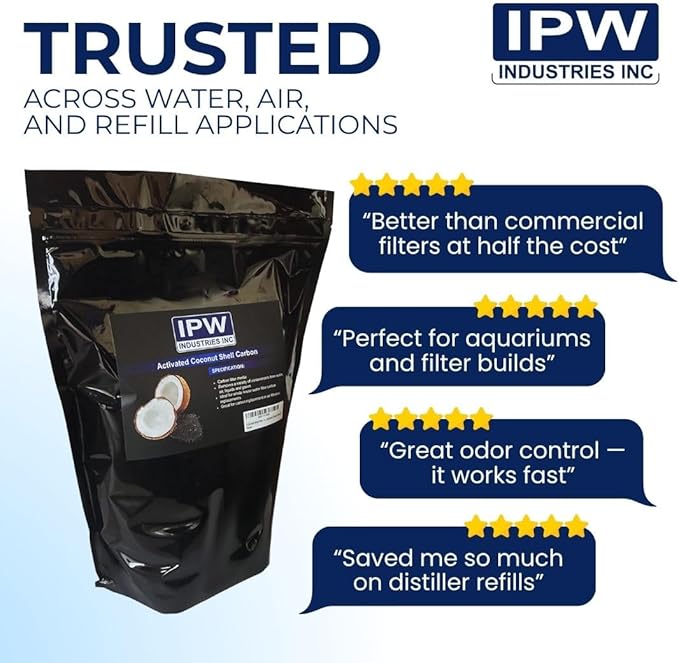 5 Lbs Bulk Water Filter/Air Filter Refill Coconut Shell Granular Activated Carbon Charcoal by IPW Industries Inc