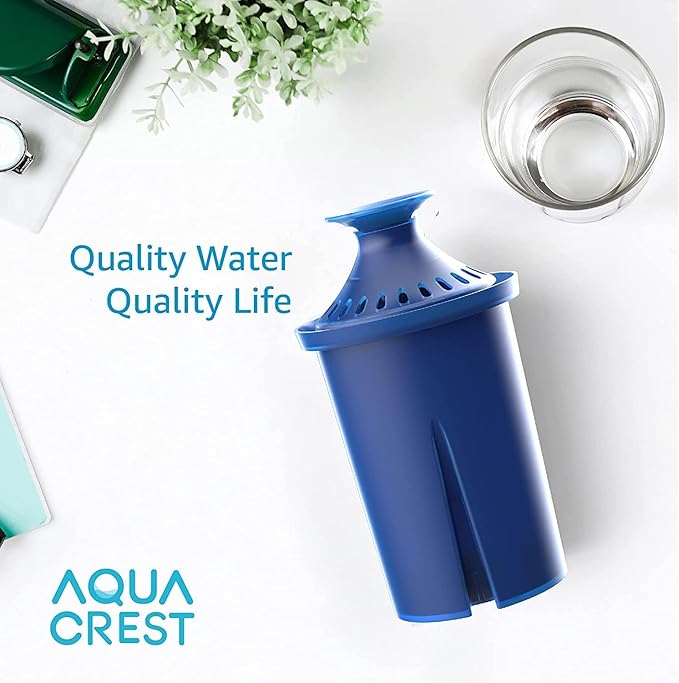 AQUA CREST Water Filter, Intended for Brita® Elite® Water Filter, Pitchers and Dispensers, Everyday, UltraMax, Metro+, XL and More, Lasts 6 Months, 3 Pack