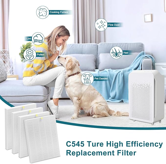 C545 True High Efficiency Replacement Filter S Compatible with Winix C545 Replacement for Winix S Filter Part 1712-0096-00 and 2522-0058-00, 4 Pack