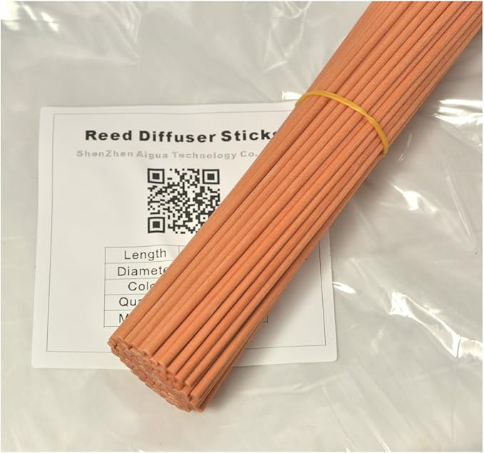 100 Pieces Fiber Reed Diffuser Replacement Refill Sticks (10" x 3mm, Light Brown)
