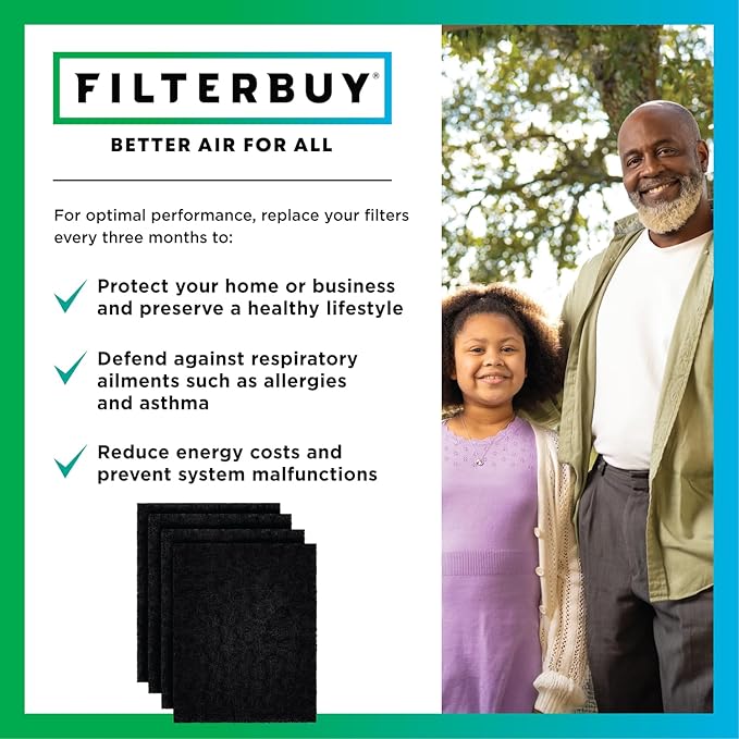 Filterbuy Activated Carbon Pre-Cut Filter E Replacement for GermGuardian Air Purifier (4-Pack, Made in USA)