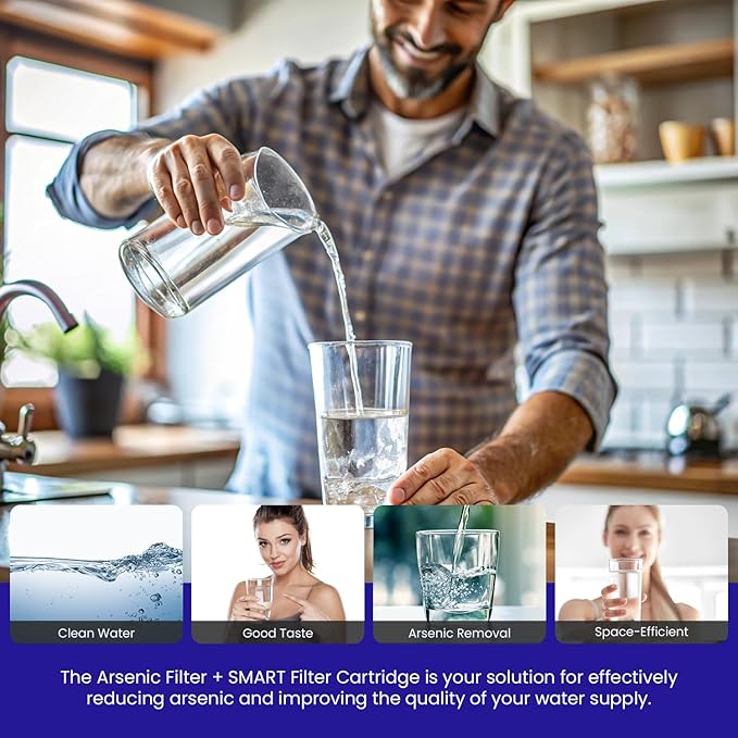 Crystal Quest Arsenic Removal + SMART Filter Cartridge 2-7/8" x 9-3/4" - Reduces Arsenic, Long-Lasting, Easy Installation, Heavy-Duty Water Filtration