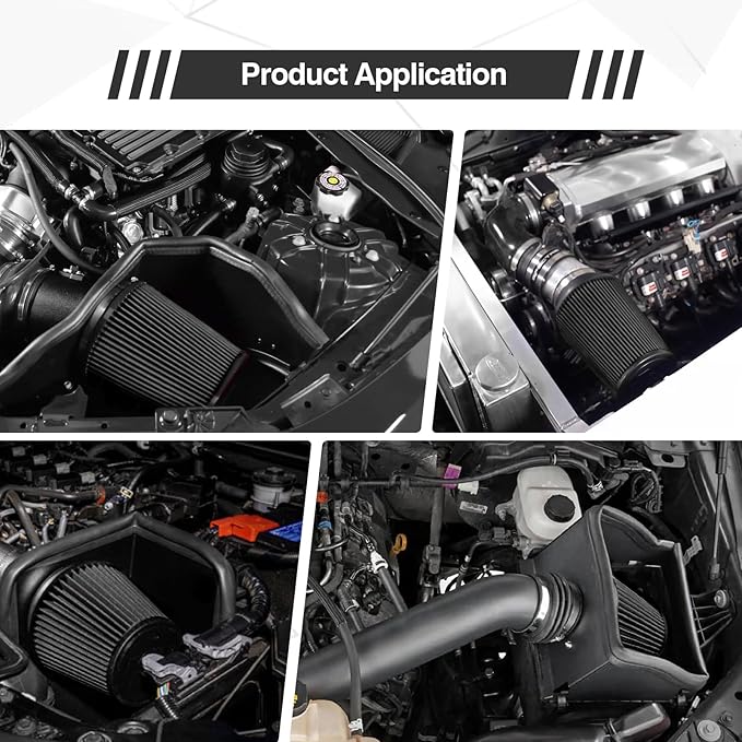 Universal Clamp On Air Intake Filter fits 3 In /3.5 In /4 In Three Different Size, Cone Air Intake Filter(Black)