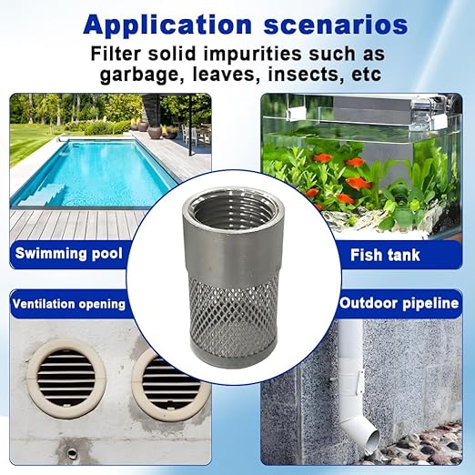 1/2" inch SUS304 Stainless Steel Filter Head with Internal Thread Diameter of 20mm Connected to DN15 1/2" Water Pipe Filter Used to Remove Debris and Reduce Solid Entry