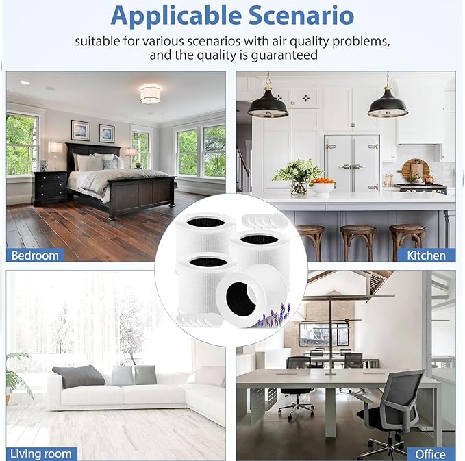 4-Pack Core Mini Air Purifier Replacement Filter Compatible with LEVOIT Core Mini Air Purifier,Core Miini-P,3-in-1 High Efficiency HEPA Filter, Mini-RF Filter with 12 Aroma Pads,Core Mini-RF