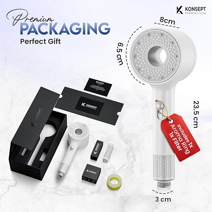 Shower Head with Filters & Vitamin C Lemon Pods | Handheld Shower Head with 2-Spray mode | Shower Head High Pressure | Removes Chlorine, Improve Skin and Hair Texture (White)