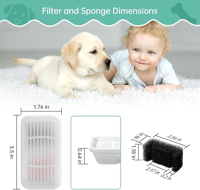 12 Pack Replacement Filters for 169oz/5L Dog Fountain, Multiple Filtration Dog Water Fountain Filter, Pet Fountain Filter, Cat Water Fountain filter Replacement