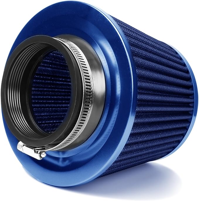 Universal Clamp-On Air Intake Filter, High Performance, Washable Filter, Replacement Air Filter, Flange Diameter 3.5inch/89mm (Blue)