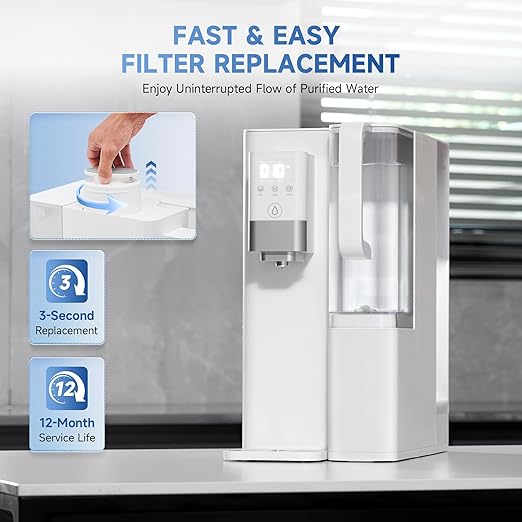 CO-Z Reverse Osmosis Water Filter Countertop, 5-Stage RO Water Filtration System, Portable Water Purifier Dispenser with 3 Preset Volume Options, 4:1 Pure to Drain, NSF/ANSI 58, No Installation