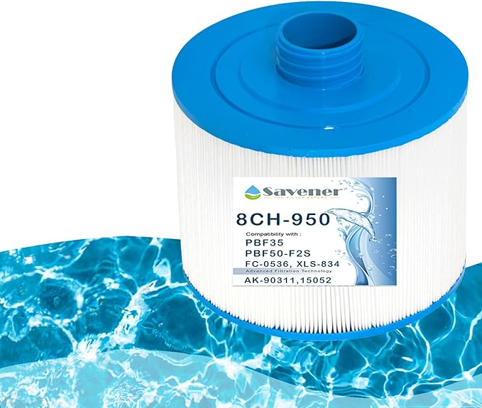 8CH-950 Spa Filter Cartridge with 2" SAE Thread Replacement for PBF35, PBF50-F2S, 10-2785 Bullfrog Spa Filter, 8CH-950, FC-0536, XLS-834, 15052, AK-90311, 80503, 50 sq.ft. 1 Pack