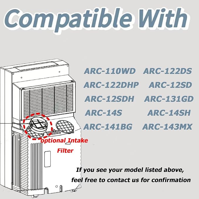 1 Pack ARC-IHF 5 inch Diameter Intake Hose Washable Pre-Filter Fits for Portable Air Conditioner ARC-14S,ARC-110WD, ARC-122DHP,ARC-12SD