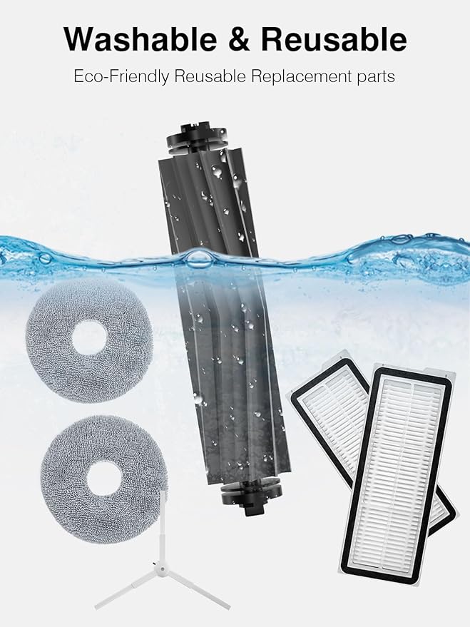 22 Pcs Accessories Kit for Dreame L10 Ultra/L10s Ultra/L10s Pro/L10s Pro Gen 2/L10 Prime/Xiaomi X10+/X20+ Vacuum Robot, 1 Main Brush, 4 Filters, 6 SideBrushes, 4Dust Bags, 6Mop Pads, 1Cleaning Brush