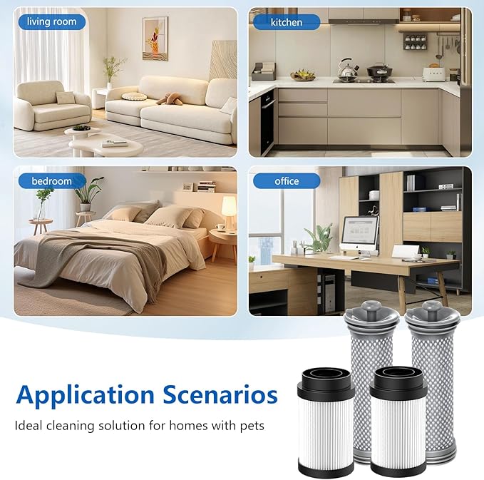 4 Pack Filter Replacement Parts for Tineco Pure ONE S15/S15 Essentials/S15 Pet Ex Vacuum Cleaner, 2 Pre Filters 2 HEPA Filters