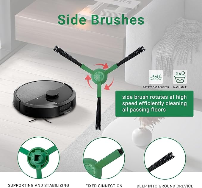 Replacement Parts Compatible with iRobot Roomba Plus 405 Combo/ 505 Combo Robot Vacuum, 1 Rubber Brush 6 Mop Cloth 4 Dust Bag 3 Filter 6 Side Brushes