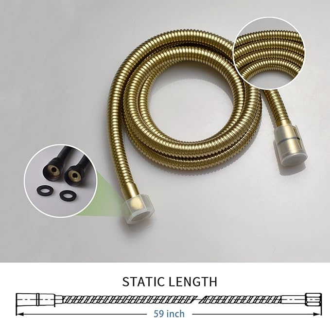 Brass Brushed Gold Shower Head 2 in 1 Function High Pressure 7 inch Hand Held Shower Head Dual Modes High Flow Shower Wand with 59 inch Hose and Shower Bracket