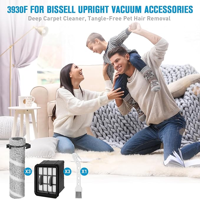7 Pack Brush and Filter Replacement Kit Compatible with Bissell Cross Wave Omni Force Edge Cordless Wet Dry Vacuum 3930F/3933/V2/3999Z, High-Performance Multi-Surface Hard Floor Cleaner Accessories